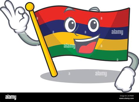 Okay Flag Mauritius Hoisted Above Cartoon Pole Stock Vector Image And Art Alamy