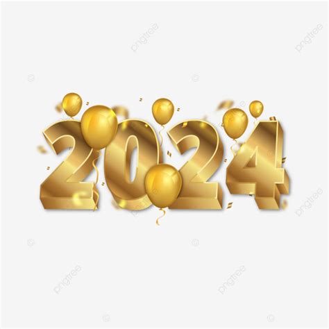 Golden Happy New Year D Text With Balloons Vector Golden