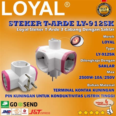 Jual STEKER T ARDE SAKLAR LOYAL LY 912 SK COLOKAN LISTRIK 3 LUBANG