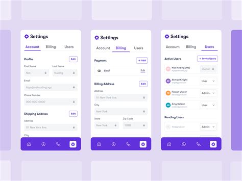 mobile ui settings tabs  nat  dribbble