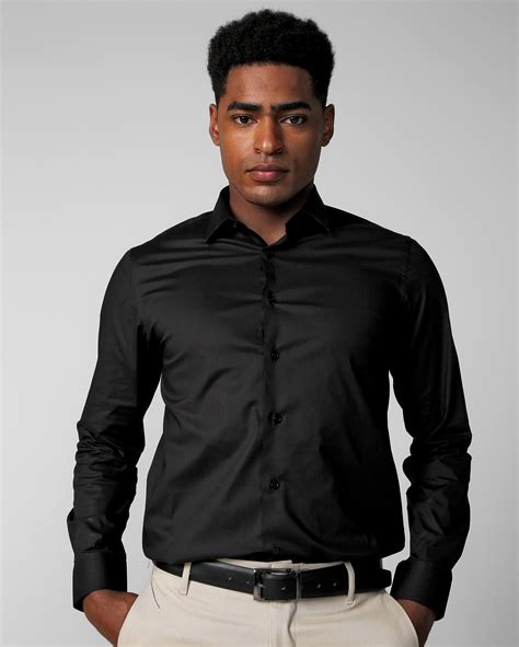 Riachuelo Camisa Social Masculina Manga Longa Preto Wolens By Riachuelo