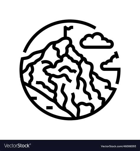 High Mountain Landscape Line Icon Royalty Free Vector Image