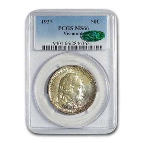 Buy 1927 Vermont Sesquicentennial Half Dollar Ms 66 Pcgs Cac Apmex