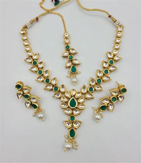 Wedding Wear Artificial Jewelry V Shape Kundan Necklace Set At Rs 736