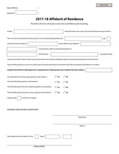 Affidavit Of Residence Template