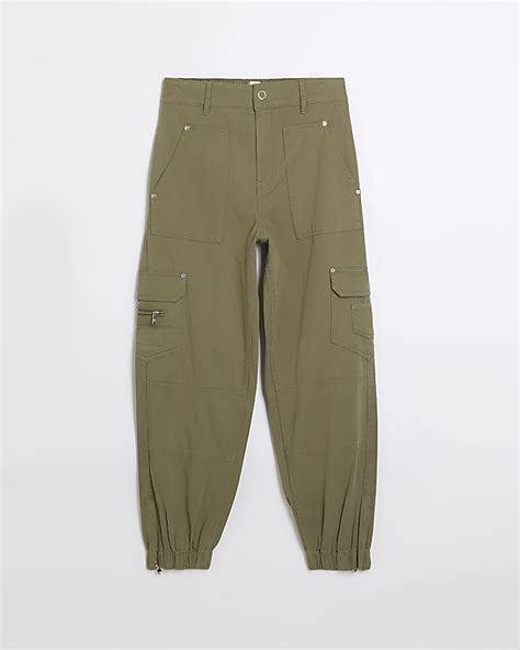 Khaki Cuffed Cargo Trousers River Island