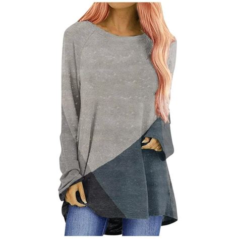 Ersazi Womens Tops Autumn 2023 Womens Fashion Round Neck Pullover Long