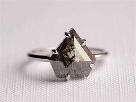 Geometric Shield Salt And Pepper Diamond Engagement Ring Aurelius Jewelry