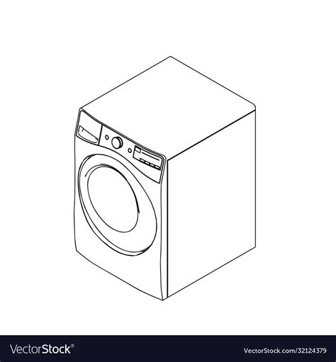 Washing Machine Outline Isometric Projection Vector Image