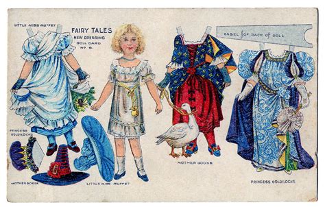 Vintage Kids Printable - Fairy Tale Paper Doll Postcard - The Graphics ...