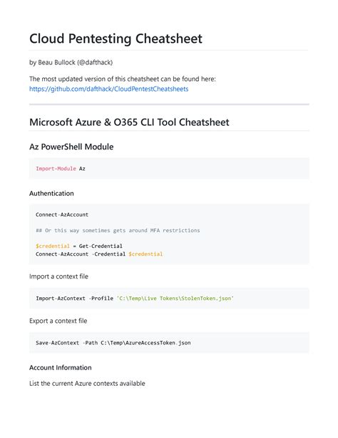 Cloud Pentesting Cheatsheet Powershell Script Networking List