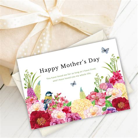 Printable Mothers Day Card Printable Floral Greeting Card Diy Mothers Day Card Instant