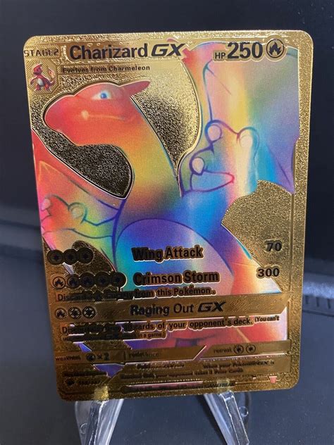 Mavin Rare Rainbow Charizard GX 150 Pokemon Gold Foil Fan Art