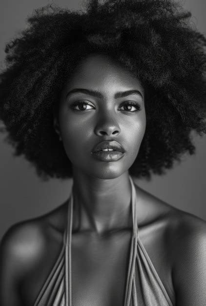 El retrato monocromático de una hermosa mujer africana Foto Gratis