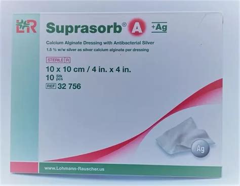 Suprasorb A ag Apósito Alginato plata 10x10cm Caja 10 Pzas