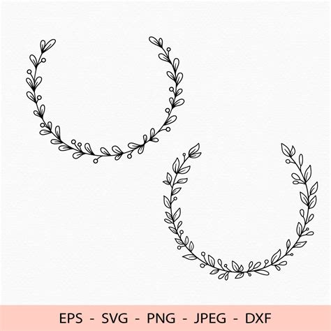 Floral Round Wreath Svg Frame Leaves Dxf Inspire Uplift