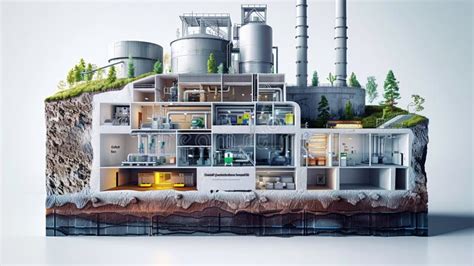 Detailed Cutaway Illustration Of An Industrial Facility With