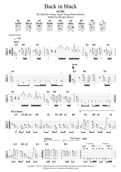 Guitar Chords For Back In Black