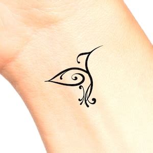 Hummingbird Temporary Tattoo / Bird Line Tattoo - Etsy