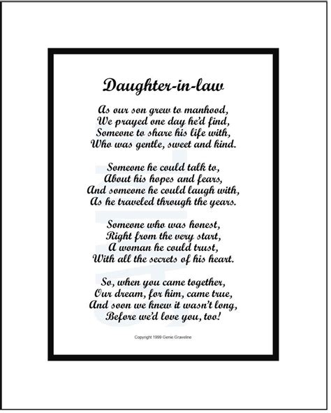 Poem for Our Daughter in Law, DIGITAL DOWNLOAD, Daughter in Law Gift ...