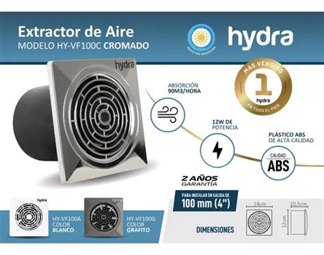 Extractor De Aire Ba O Cocina Mm Grafito Hydra Hy Vf G En Venta En