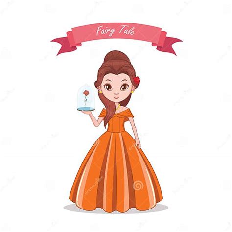 Illustration Of A Beautiful Princess With A Rose Stock Vector