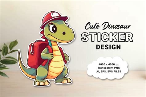 Cute Dinosaur Sticker Vector Design Graphic by MI Craft shop · Creative ...