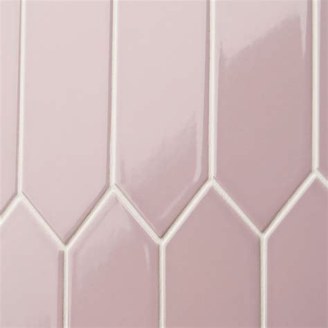 Kent Pink 3x12 Picket Polished Ceramic Wall Tile Ceramic Tiles White