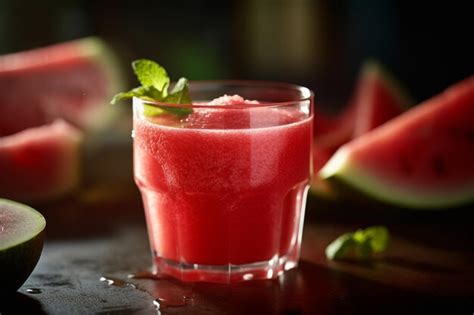 Premium AI Image A Glass Of Strawberry Juice With A Slice Of