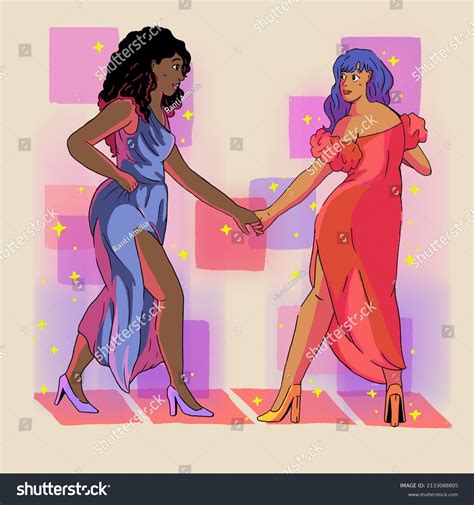 Illustration Two Women Lesbian Couple Dancing Stock Illustration 2133088805 Shutterstock