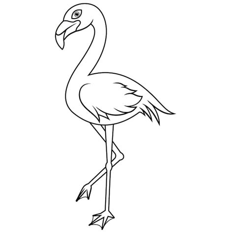 Premium Vector A Black And White Drawing Of A Flamingo With The Eyes Open And The Tail Is Visible