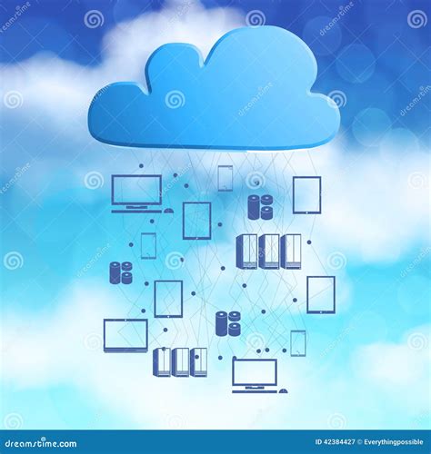 ícone De Computação Do Diagrama Da Nuvem 3d No Céu Azul Imagem de Stock