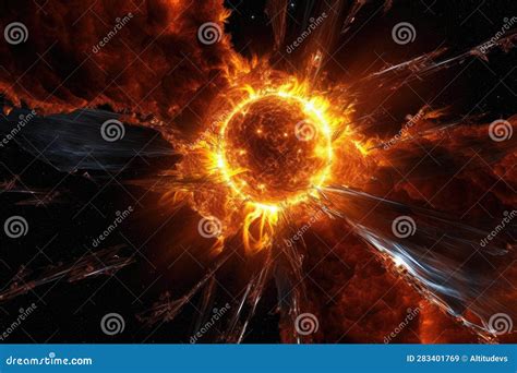 View of Solar Flare from Behind a Satellite in Orbit Stock Image ...