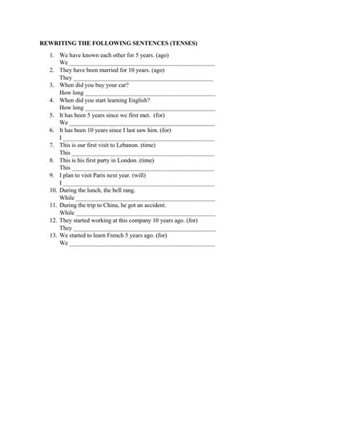 Rewrite The Sentences Activity Live Worksheets