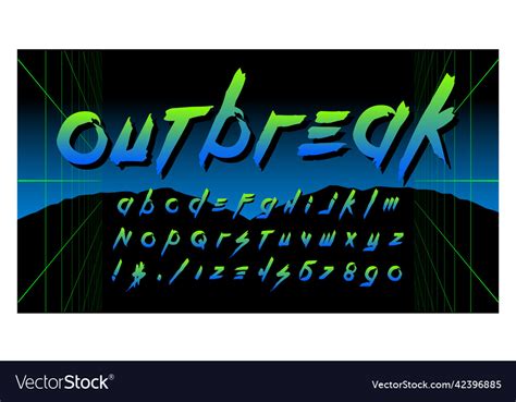 80s Retro Futurism Style Font Brush Stroke Vector Image