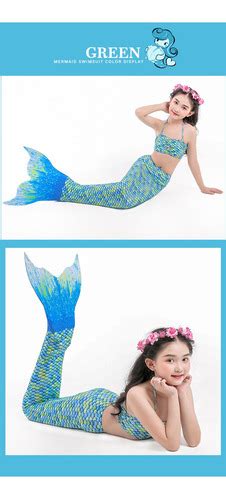 Bikini De Cola De Sirena Flor Bebé 3 Artículos sin Aletas Cuotas sin interés