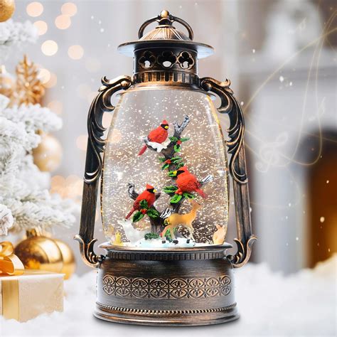 Amazon 13 4 Christmas Snow Globe Lantern With Swirling Glitter