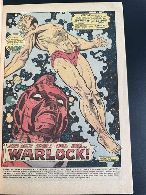 Marvel Premiere Fn Vf St Appearance Him As Adam Warlock Marvel