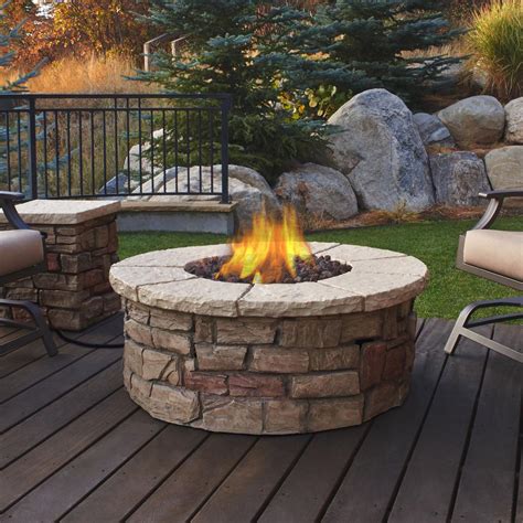 Hampton Bay Petra 36 in. Round Envirostone Propane Fire Pit-66600BOND ...