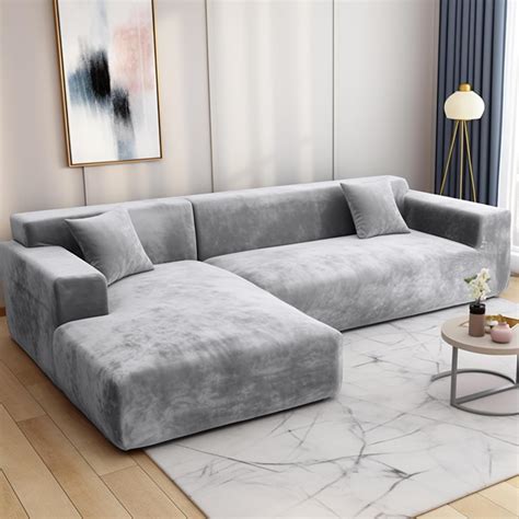 Amazon de HEYOMART Sofabezug Ecksofa L Form Stretch Plüsch Sofa