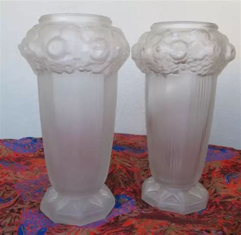 Rare Paire De Vases Art D Co Art Nouveau Verre Etaleune Paris Mod Le