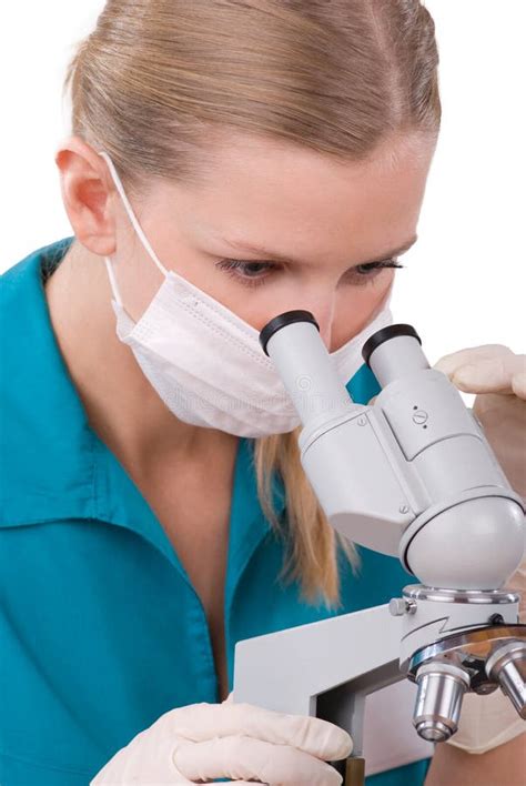 Female Scientists Using Microscopes In Laboratory Stock Image Image