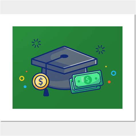 Scholarship Graduation Cap And Money Cartoon Scholarship Posters