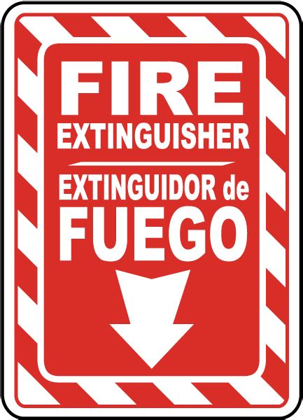 Bilingual Fire Extinguisher Sign Save 10 Instantly