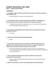 Conflict Resolution Unit 5 Challenge 1 Docx Conflict Resolution ELC