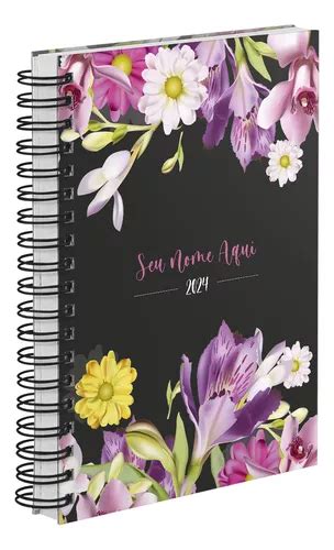 Agenda Di Ria Personalizada Floral Flores Campo Preta Mercadolivre