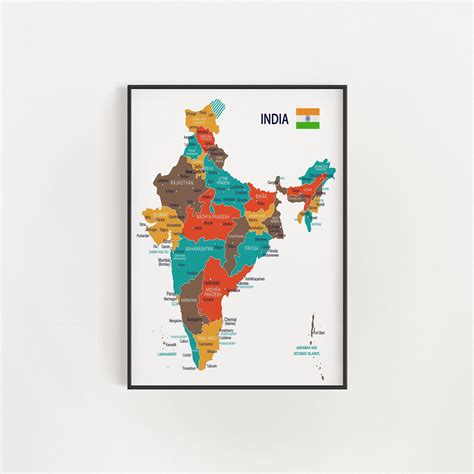 Map of India Digital India Map India Wall Art Download - Etsy