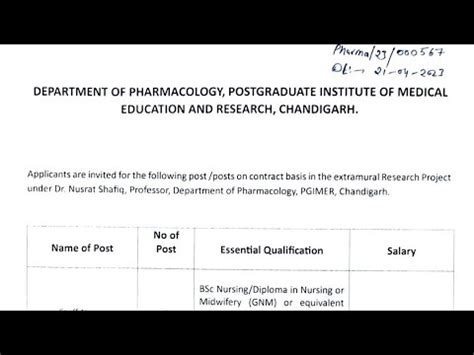 PGI Chandigarh Staff Nurse Contract Base Vacancy YouTube