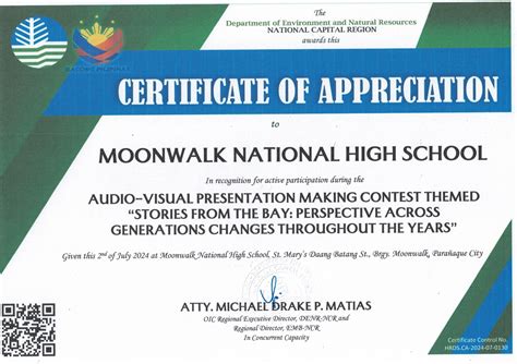 Awards and Recognition – Moonwalk National High School