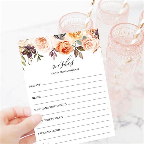 Editable Wedding Advice Card Printable Wishes For The Bride And Groom